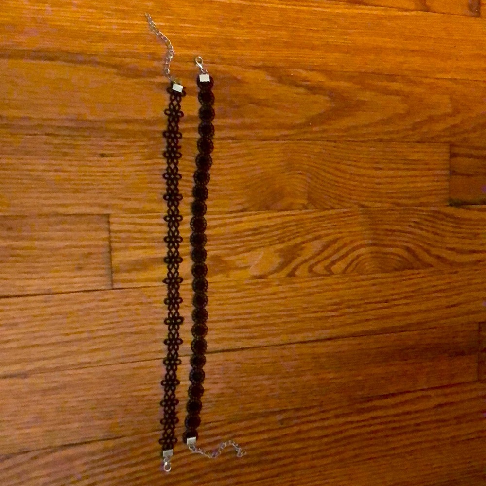 Two black lace chokers with a silver clasp (adjustable) BRAND NEW